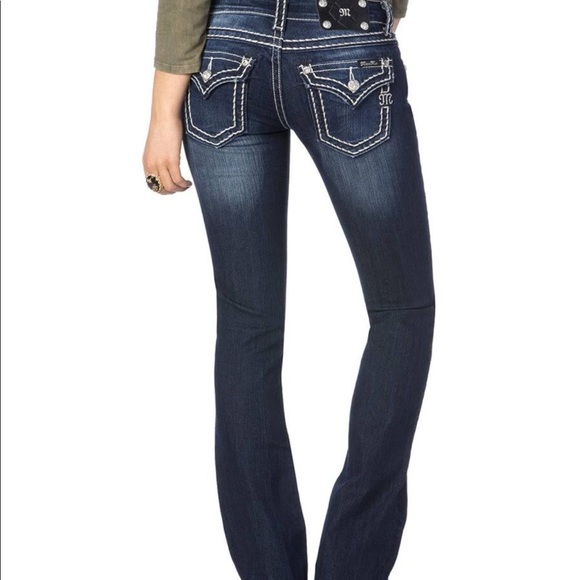 Miss Me Denim - •Miss Me• Boot Cut Studded Saddle Stitch Jeans 26